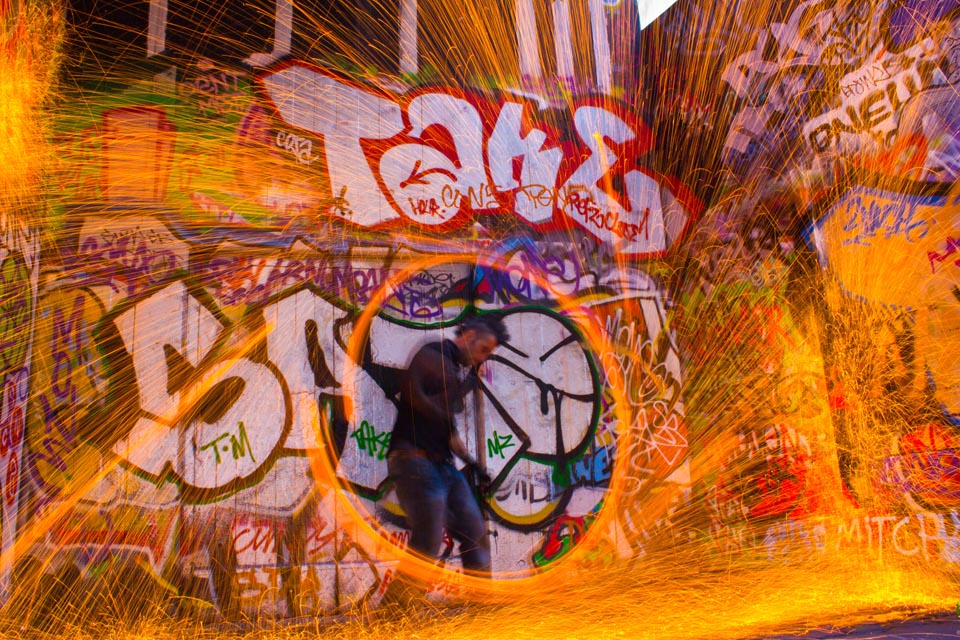 © Alex Tarverdi - Fire spinning on the south bank of the Thames